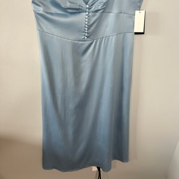 Danielle Bernstein NEW Blue Satin Slip Dress Size 12 90s - Picture 8 of 15